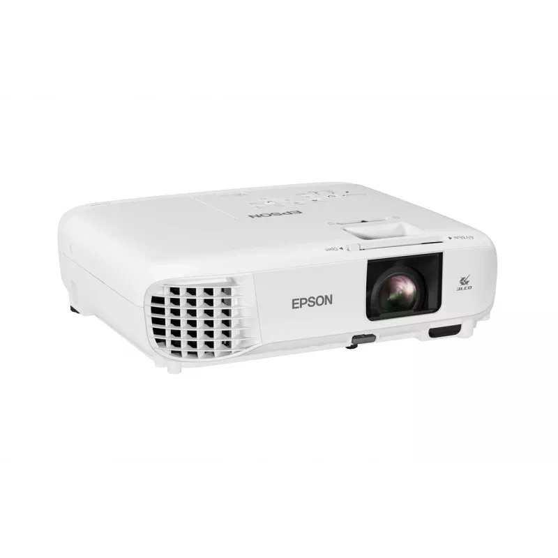 Galda projektors Epson EB-W49 — 3LCD, WXGA 1280×800, 3800 ANSI lm, 16:10, 1,2x manuāls tālummaiņas objektīvs, 2,7 kg, balts