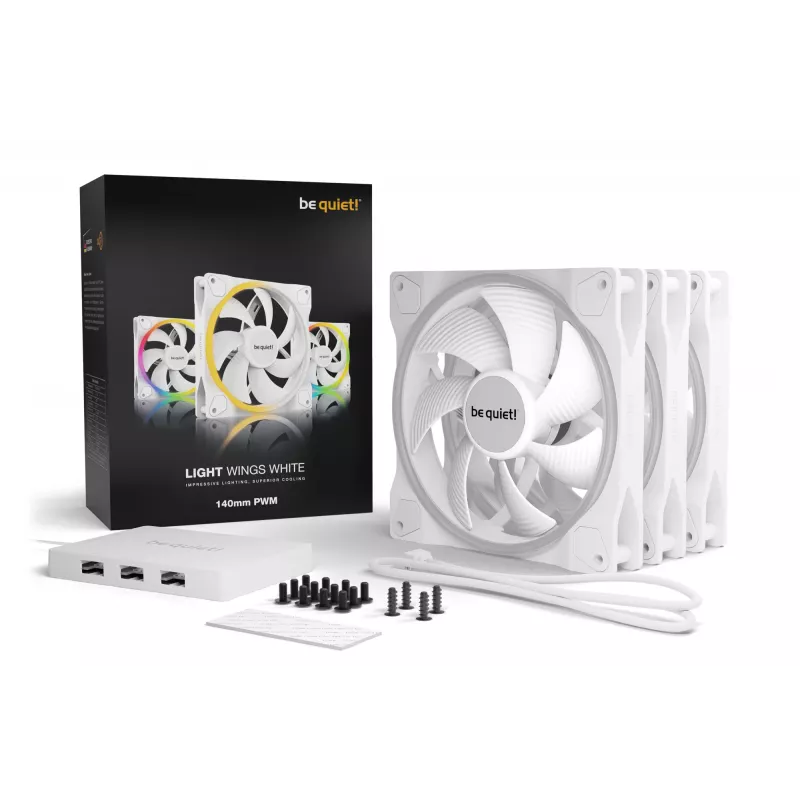 be quiet! Light Wings White | 140mm PWM Triple Pack Datora korpusa ventilators 14 cm 3 gab.