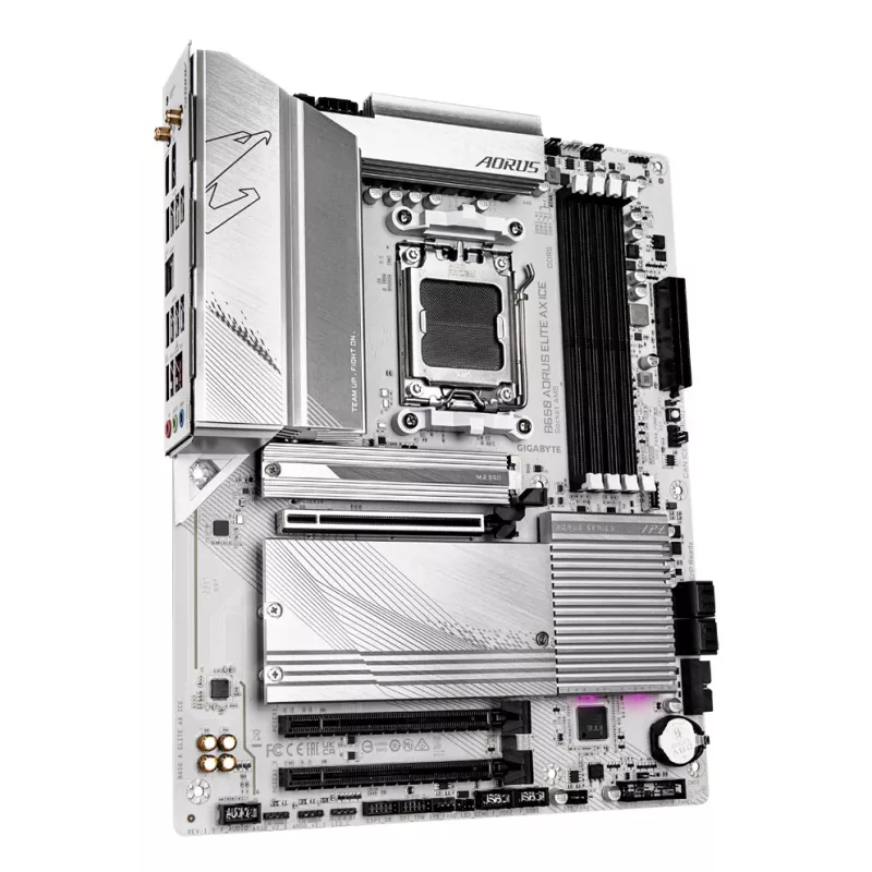 GIGABYTE B650 AORUS ELITE AX ICE mātesplate - atbalsta AMD Ryzen 9000 CPU, 12+2+2 fāžu digitālais VRM, līdz 8000MHz DDR5 (OC), 1xPCIe 5.0 + 2xPCIe 4.0 M.2, Wi-Fi 6E, 2.5GbE LAN, USB 3.2 Gen 2x2