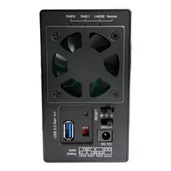 LC-POWER Lc-35u3-raid-2, ārējais 3,5 collu cietā diska korpuss ar RAID, alumīnija, melns