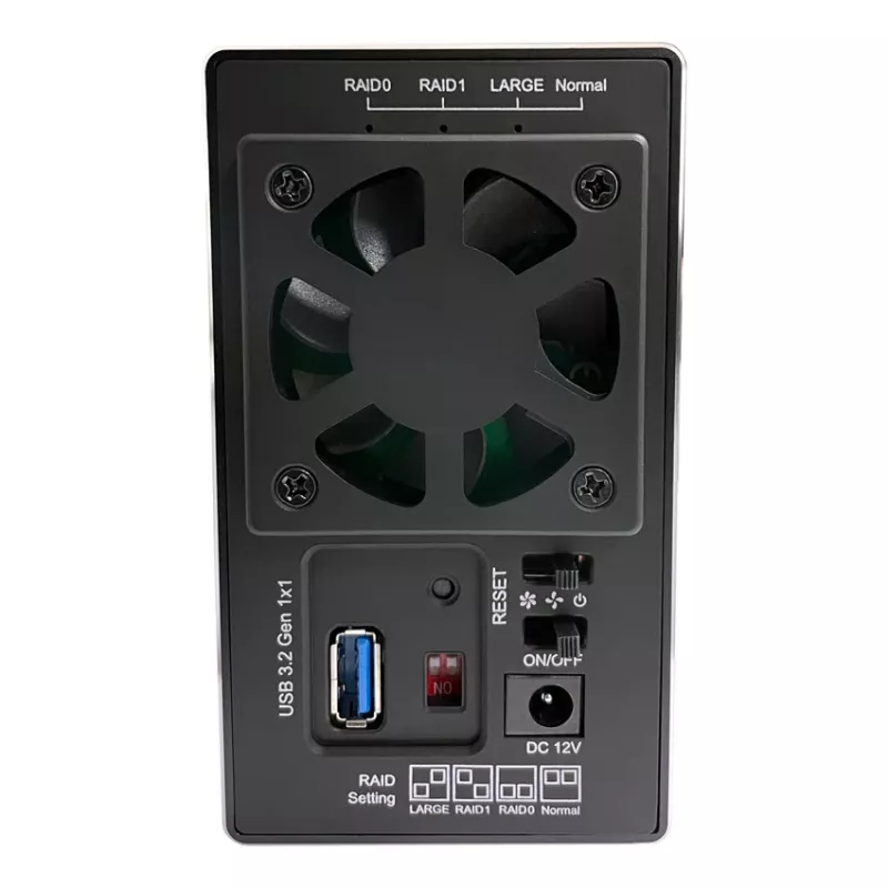 LC-POWER Lc-35u3-raid-2, ārējais 3,5 collu cietā diska korpuss ar RAID, alumīnija, melns