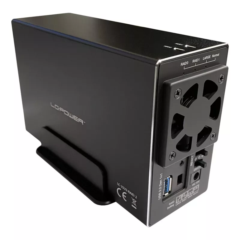 LC-POWER Lc-35u3-raid-2, ārējais 3,5 collu cietā diska korpuss ar RAID, alumīnija, melns