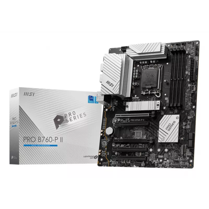 Mātesplate MSI PRO B760‑P II ATX – Intel B760, LGA 1700, DDR5, 4x DIMM, 256 GB, 2.5Gb LAN, HDMI 2.1, 2x M.2