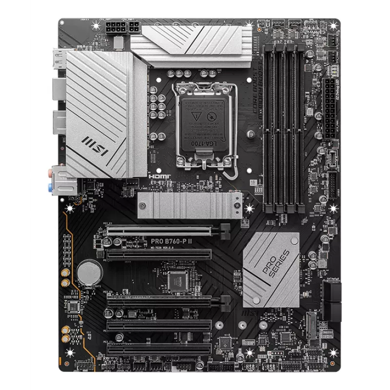 Mātesplate MSI PRO B760‑P II ATX – Intel B760, LGA 1700, DDR5, 4x DIMM, 256 GB, 2.5Gb LAN, HDMI 2.1, 2x M.2