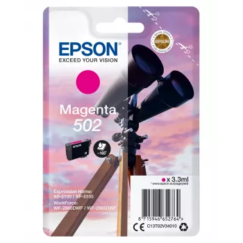 Epson vienpakas magenta 502 tinte, standarta iznākums, magenta, pigmenta tinte, 3,3 ml, 1 gab., 165 lapas