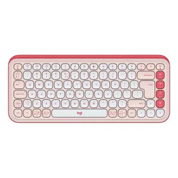 LOGITECH bezvadu tastatūra - Pop Icon Keys - rozā un pelēkbalta Qwerty Uk