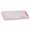 LOGITECH bezvadu tastatūra - Pop Icon Keys - rozā un pelēkbalta Qwerty Uk