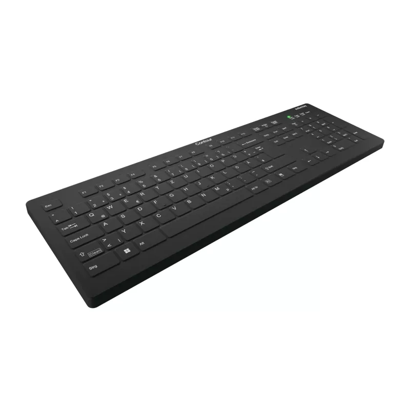 Contour Design Active Key Contour QuickClean medicīnas tastatūra ar noņemamu pārsegu, pilna izmēra, bezvadu, melna, DE C8112