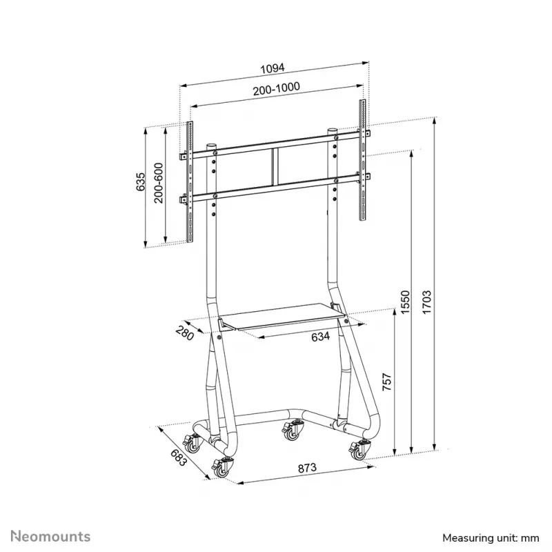 Neomounts NS-M3800Melns TV ratiņi 60-100 collas