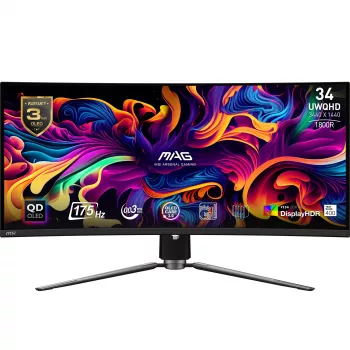 MSI MAG 341CQPDE QD-OLED datora monitors 86,4 cm (34 colli) 3440 x 1440 pikseļi UltraWide Quad HD Melns