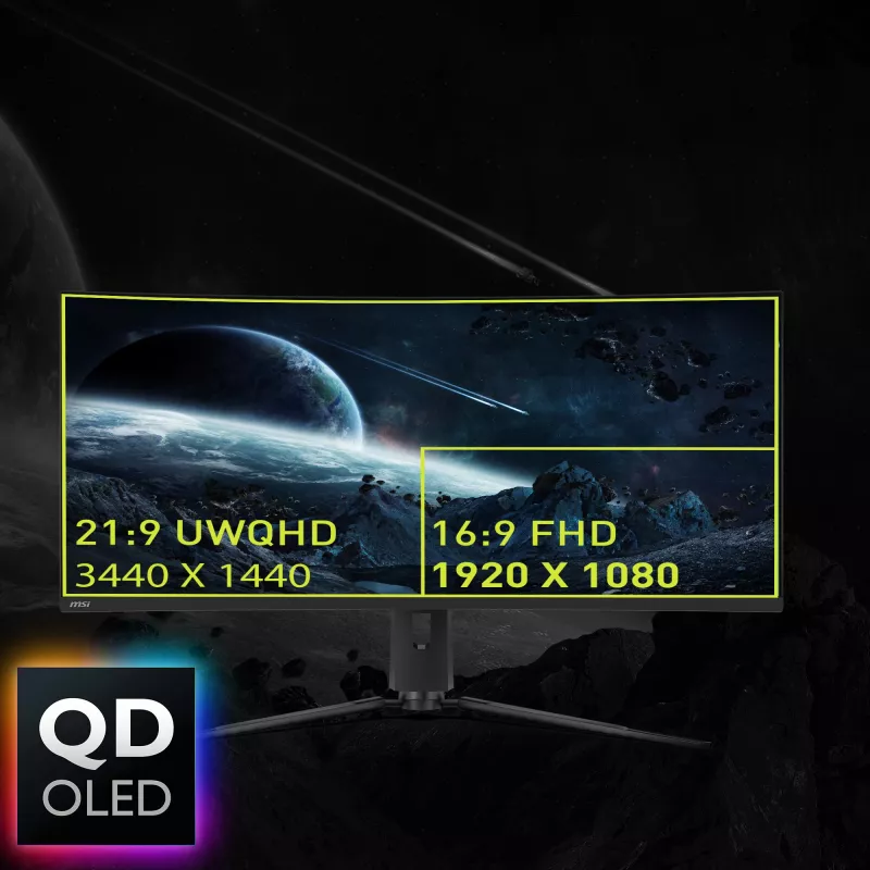 MSI MAG 341CQPDE QD-OLED datora monitors 86,4 cm (34 colli) 3440 x 1440 pikseļi UltraWide Quad HD Melns