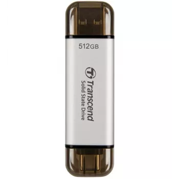 TRANSCEND Esd310c - 512GB pārnēsājamais SSD - USB Type-A / USB Type-C - sudraba