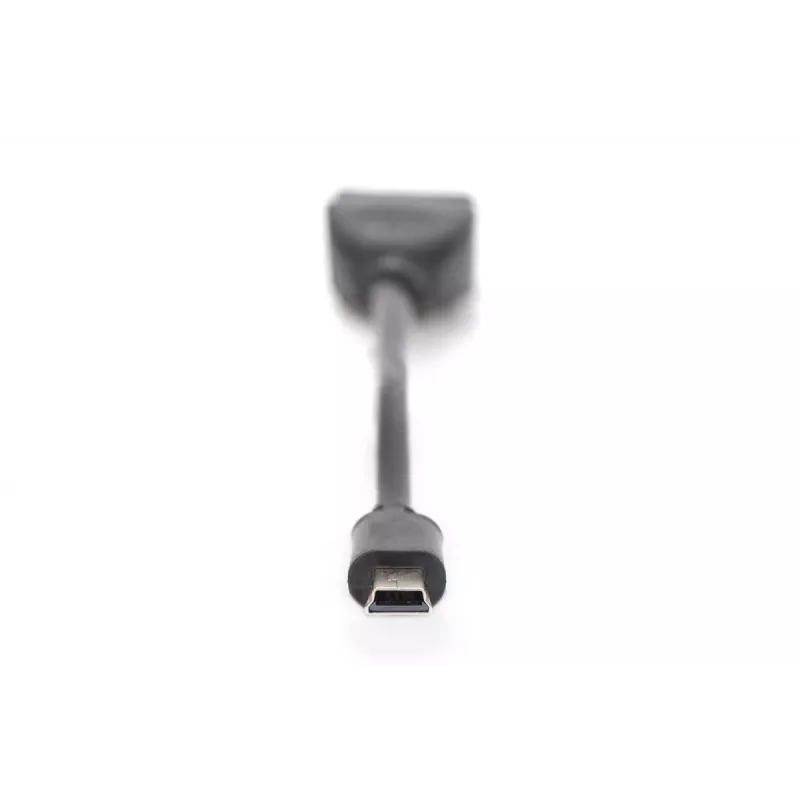 DIGITUS USB 2.0 adaptera kabelis, OTG, tips mini B - A V/M, 20cm USB 2.0 saderīgs melns