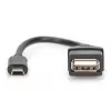 DIGITUS USB 2.0 adaptera kabelis, OTG, tips mini B - A V/M, 20cm USB 2.0 saderīgs melns