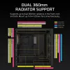 PC korpuss CORSAIR FRAME 5000D RS ARGB Midi Tower Melns — ATX, atbalsta 3x140mm priekšējos ventilatorus, 2.5/3.5 collu diskus