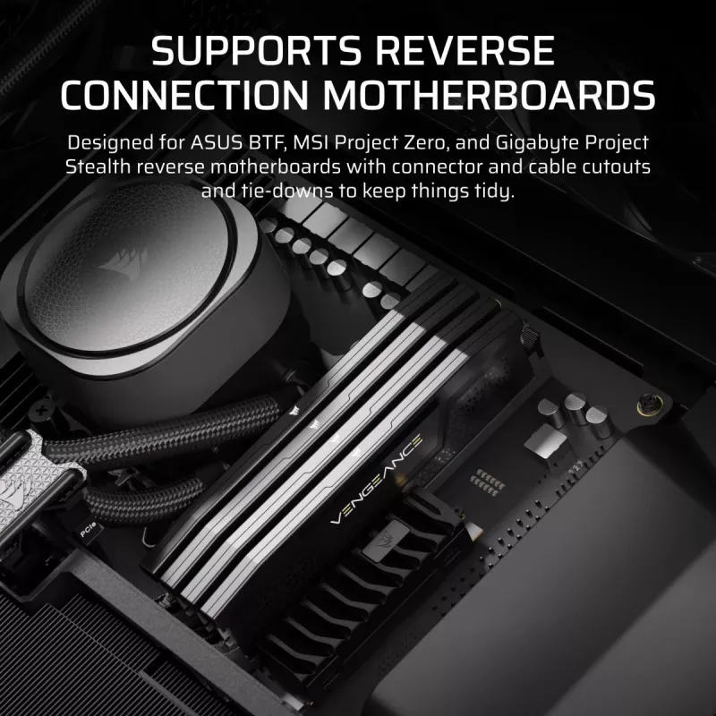 PC korpuss CORSAIR FRAME 5000D RS ARGB Midi Tower Melns — ATX, atbalsta 3x140mm priekšējos ventilatorus, 2.5/3.5 collu diskus