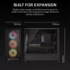 PC korpuss CORSAIR FRAME 5000D RS ARGB Midi Tower Melns — ATX, atbalsta 3x140mm priekšējos ventilatorus, 2.5/3.5 collu diskus