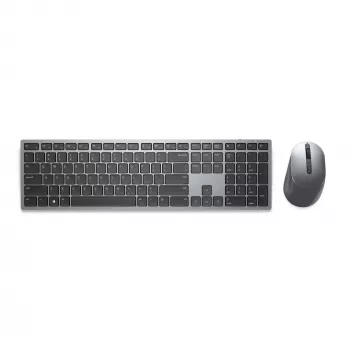 DELL Pro Plus tastatūra un pele - KM7321W - vācu (QWERTZ), pilna izmēra (100%), bezvadu, RF bezvadu + Bluetooth, QWERTZ, pelēka, titāna, pele iekļauta