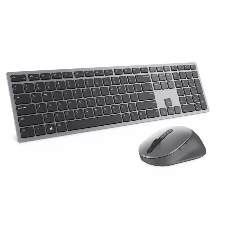 DELL Pro Plus tastatūra un pele - KM7321W - vācu (QWERTZ), pilna izmēra (100%), bezvadu, RF bezvadu + Bluetooth, QWERTZ, pelēka, titāna, pele iekļauta