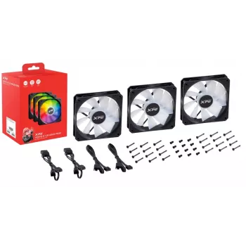 XPG VENTO 120 ARGB PWM (iepakojumā 3) melns, ventilators, 12 cm, 300 RPM, 1650 RPM, melns