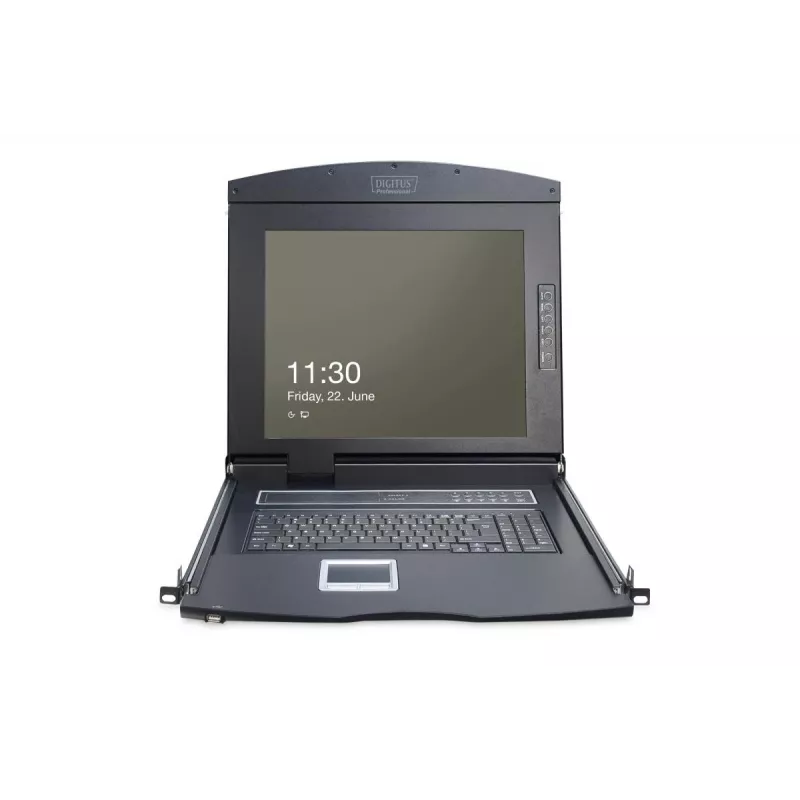 DIGITUS Modularizēta 43,2 cm (17 collu) TFT konsole ar 8 portu KVM RAL 9005 melna - Qwerty US