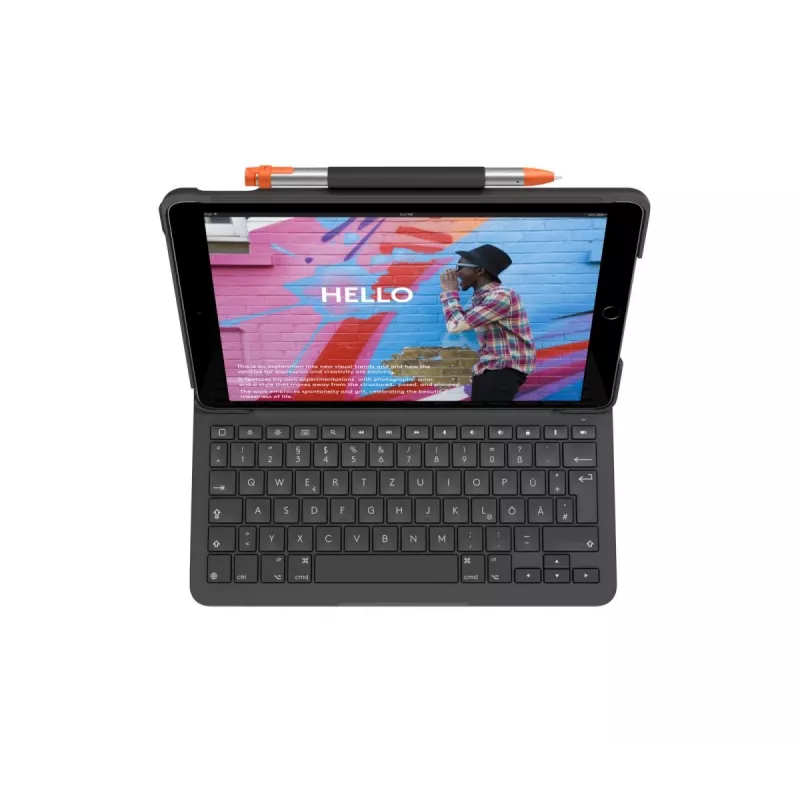 LOGITECH Slim Folio iPad 7. paaudzei, grafīts, QWERTZ vācu