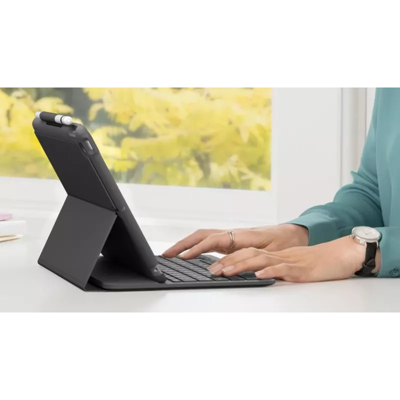 LOGITECH Slim Folio iPad 7. paaudzei, grafīts, QWERTZ vācu
