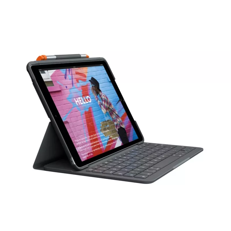 LOGITECH Slim Folio iPad 7. paaudzei, grafīts, QWERTZ vācu