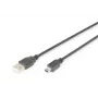 DIGITUS USB 2.0 savienojuma kabelis, tips A - mini B (5 kontaktu) V/V, 3 m USB 2.0 atbilstošs melns