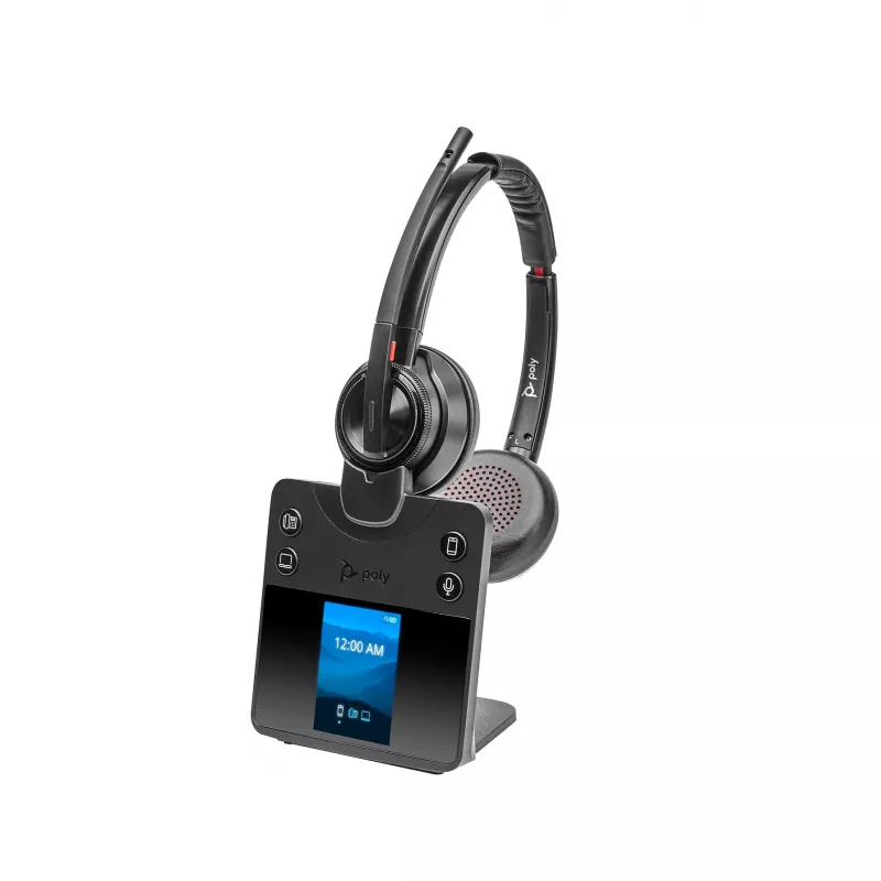 HP Poly Savi 8420 Office Stereo DECT 1880-1900 MHz austiņas, bezvadu, birojam/zvanu centram, 160 g, austiņas, melna