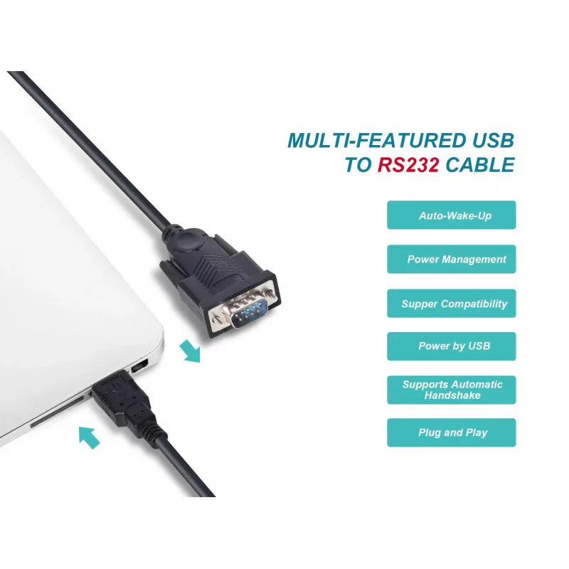 Equip USB-A uz seriālo (DB9) kabelis, M/M 1,5m, melns, 1,5 m, USB Type-A, DB-9, vīrišķais, vīrišķais