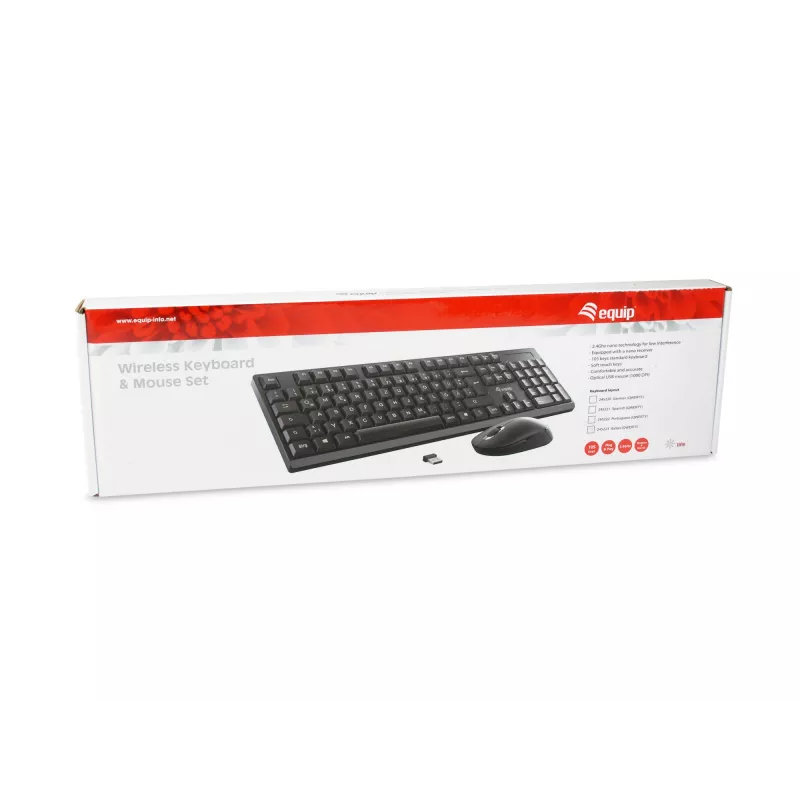 Equip bezvadu tastatūras un peles komplekts PT izkārtojums, pilna izmēra, 105 taustiņi