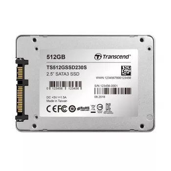 TRANSCEND SSD 230s 512GB 2,5 collas SATA III 6Gb/s TLC alumīnija korpuss
