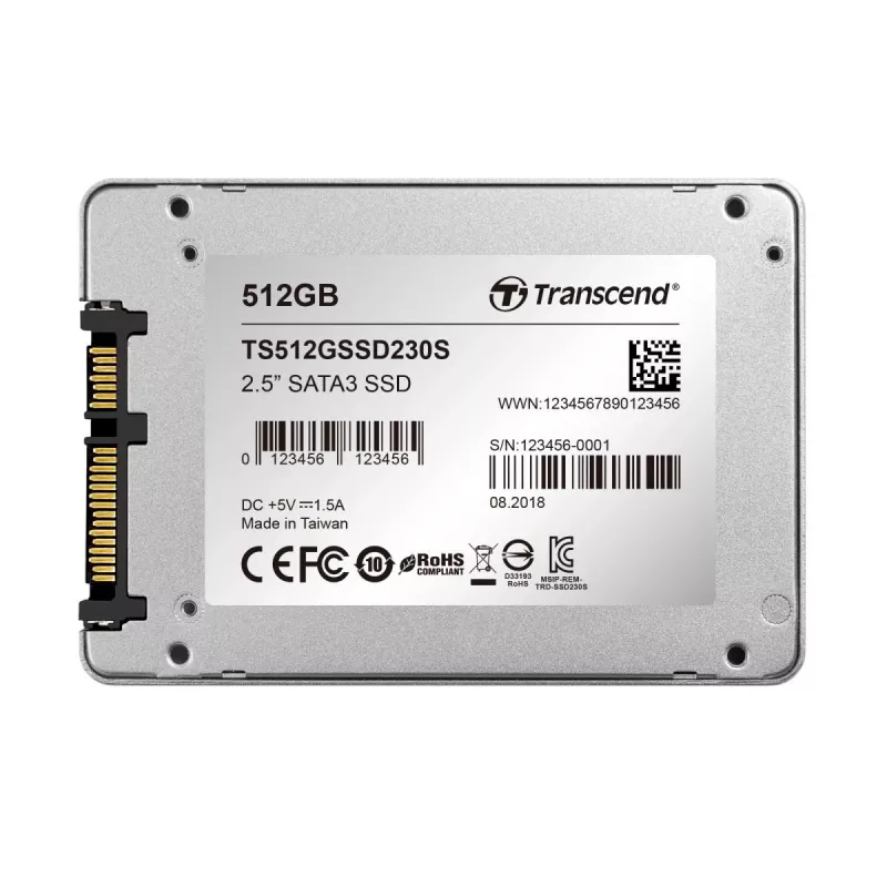 TRANSCEND SSD 230s 512GB 2,5 collas SATA III 6Gb/s TLC alumīnija korpuss