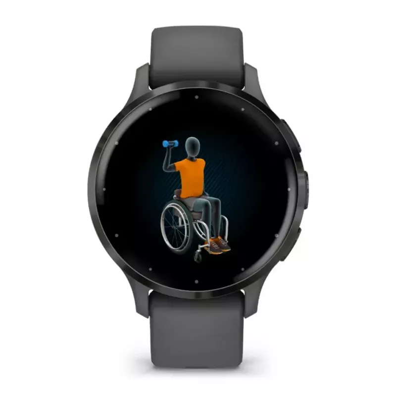 Viedpulkstenis GARMIN Venu 3S — 41 mm pelēks polimēra korpuss, 1,2 collu AMOLED, 10 dienu akumulators, 5 ATM