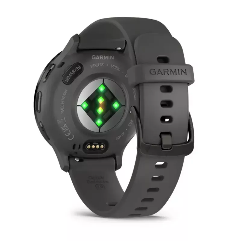 Viedpulkstenis GARMIN Venu 3S — 41 mm pelēks polimēra korpuss, 1,2 collu AMOLED, 10 dienu akumulators, 5 ATM