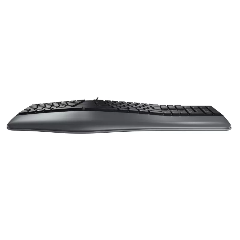 Vadu ergonomiska pilnizmēra tastatūra Cherry KC 4500 ERGO Melna USB QWERTY UK 109 taustiņi izliekts izkārtojums plaukstu balsts 1,8 m kabelis