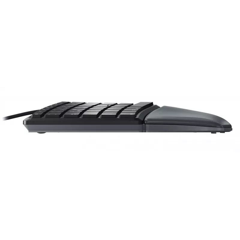 Vadu ergonomiska pilnizmēra tastatūra Cherry KC 4500 ERGO Melna USB QWERTY UK 109 taustiņi izliekts izkārtojums plaukstu balsts 1,8 m kabelis