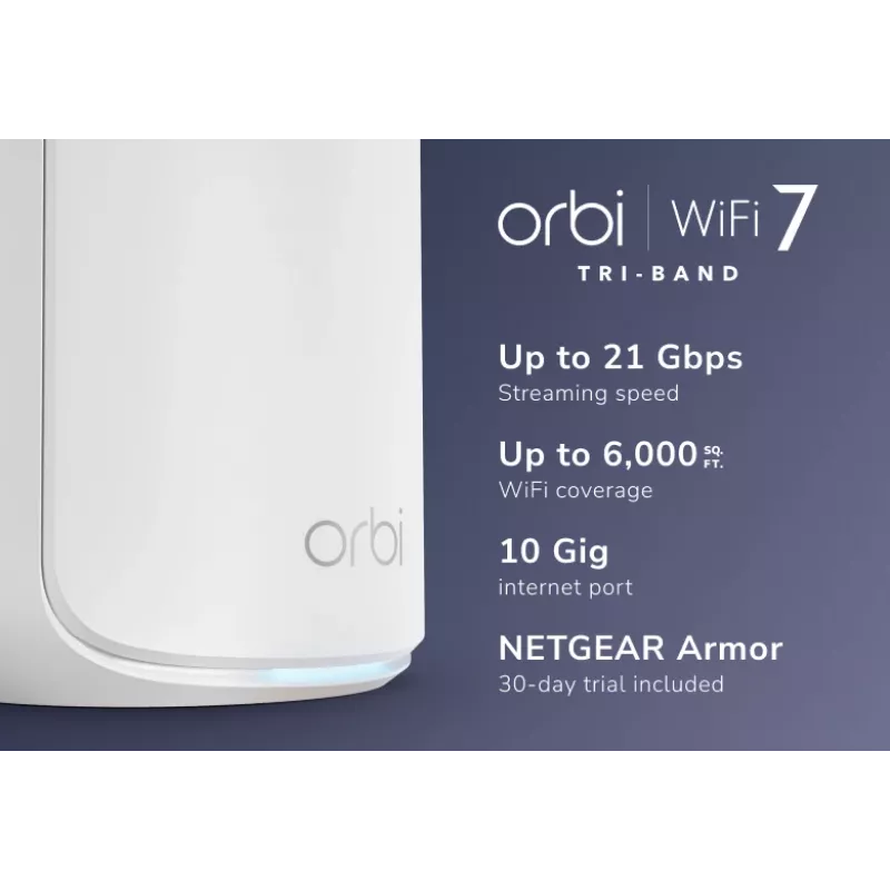 NETGEAR Orbi 870 Tri-band (2.4 GHz / 5 GHz / 6 GHz) Wi-Fi 7 (802.11be) Balts 4 Iekšējā