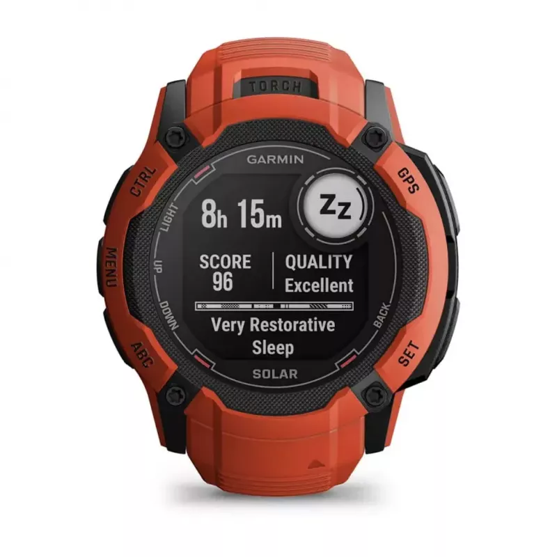 Viedpulkstenis GARMIN Instinct 2X Solar — sporta pulkstenis, 50 mm polimēra korpuss, saules uzlāde, GPS (GPS/GLONASS/Galileo), 10 ATM, silikona siksniņa