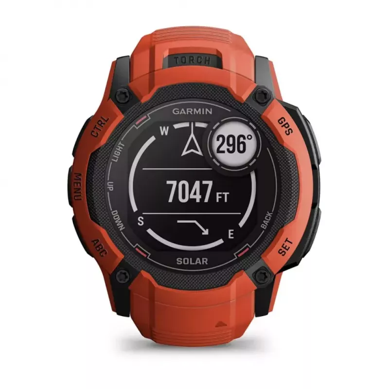 Viedpulkstenis GARMIN Instinct 2X Solar — sporta pulkstenis, 50 mm polimēra korpuss, saules uzlāde, GPS (GPS/GLONASS/Galileo), 10 ATM, silikona siksniņa