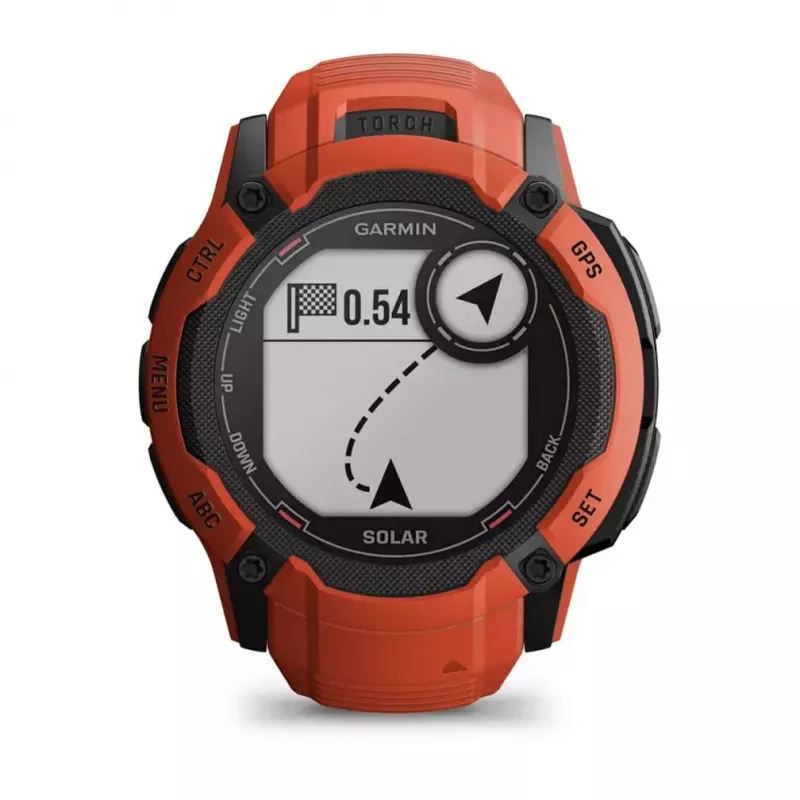 Viedpulkstenis GARMIN Instinct 2X Solar — sporta pulkstenis, 50 mm polimēra korpuss, saules uzlāde, GPS (GPS/GLONASS/Galileo), 10 ATM, silikona siksniņa