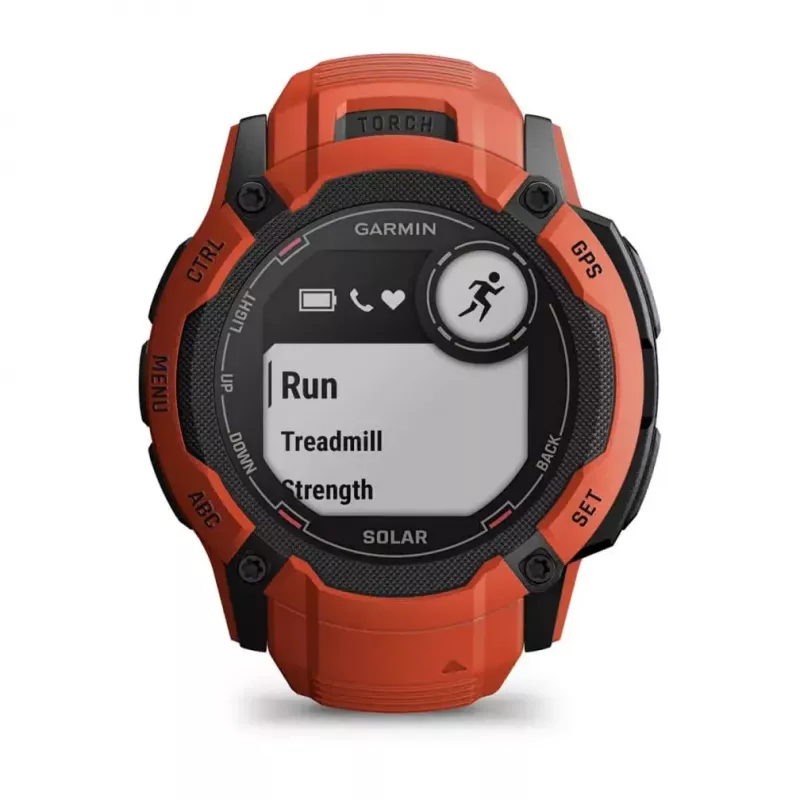 Viedpulkstenis GARMIN Instinct 2X Solar — sporta pulkstenis, 50 mm polimēra korpuss, saules uzlāde, GPS (GPS/GLONASS/Galileo), 10 ATM, silikona siksniņa