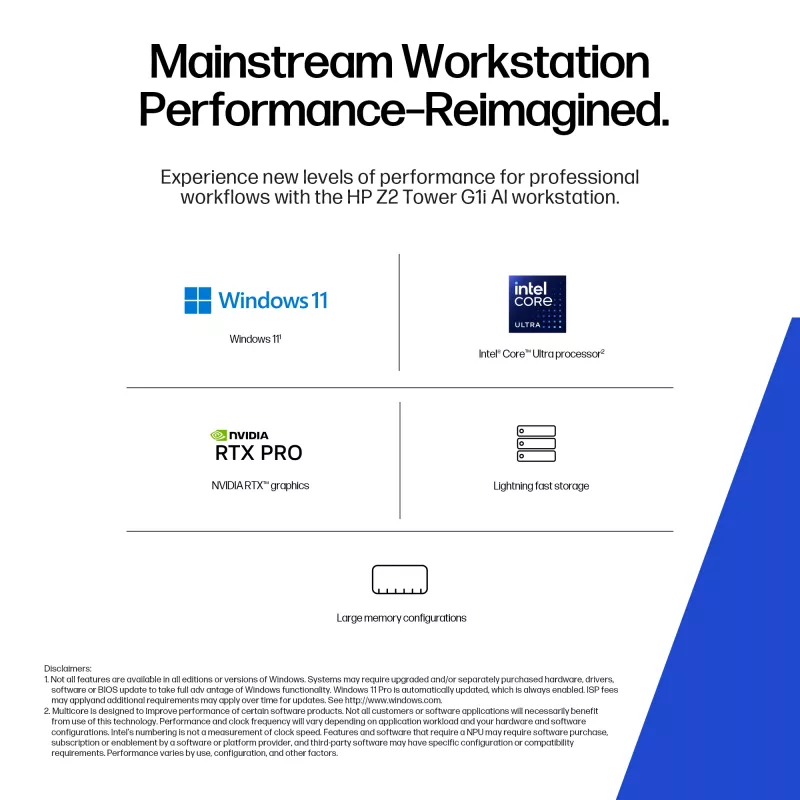 HP Z2 Tower G1i Intel Core Ultra 7 265 16 GB DDR5-SDRAM Windows 11 Pro Workstation AI Workstation, AI PC