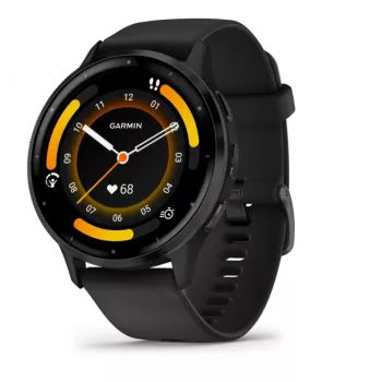 GARMIN INTERNATIONAL Venu 3 - Slate nerūsējošā tērauda rāmis ar melnu korpusu un silikona siksniņu - 45 mm