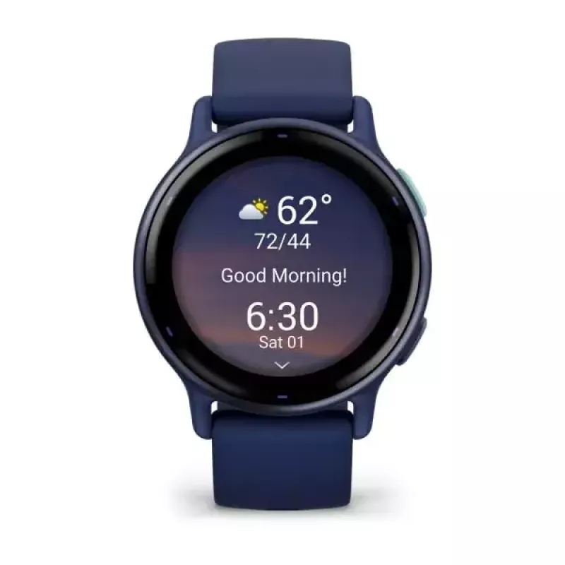 Smartwatch GARMIN Vivoactive 5 — sporta pulkstenis, 42 mm alumīnija un polimēra korpuss, AMOLED 1,2 collas, GPS/GLONASS/Galileo, optiskais pulsometrs, SpO2, 5 ATM, Bluetooth/NFC
