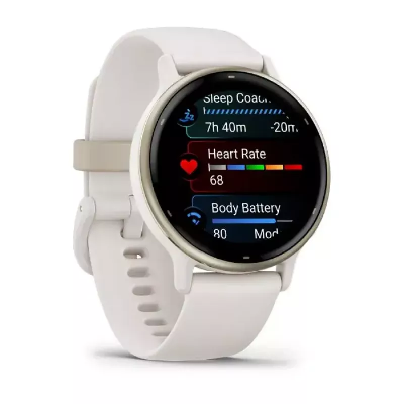 Viedpulkstenis GARMIN Vivoactive 5 — sporta pulkstenis, 42 mm alumīnija/polimēra korpuss, AMOLED 1,2 collas, GPS/GLONASS/Galileo, HR un SpO2, 5 ATM, 11 dienu akumulators