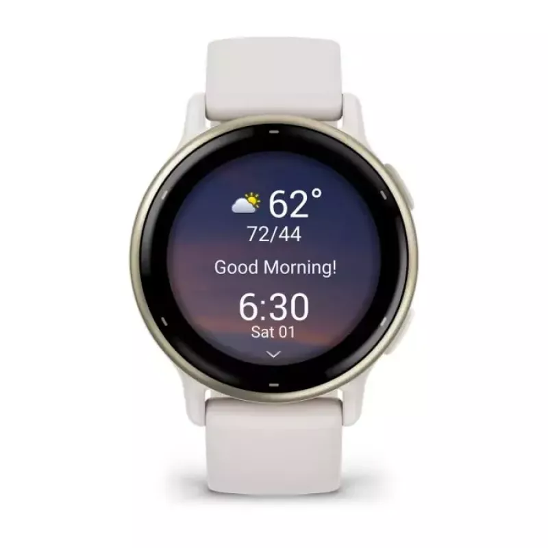 Viedpulkstenis GARMIN Vivoactive 5 — sporta pulkstenis, 42 mm alumīnija/polimēra korpuss, AMOLED 1,2 collas, GPS/GLONASS/Galileo, HR un SpO2, 5 ATM, 11 dienu akumulators