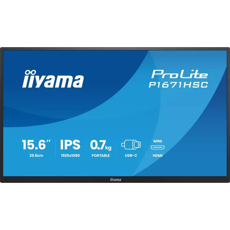 iiyama ProLite P1671HSC-B1 datora monitors 39,6 cm (15,6 collu) 1920 x 1080 pikseļi Full HD LED Melns