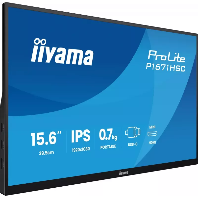 iiyama ProLite P1671HSC-B1 datora monitors 39,6 cm (15,6 collu) 1920 x 1080 pikseļi Full HD LED Melns
